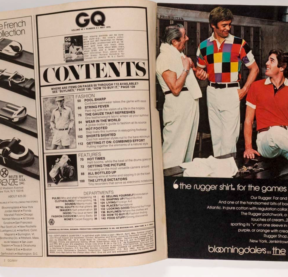 ALBERTO RIZZO Haiti SWIMWEAR Summer Fashion US GQ magazine May 1976 Shorts VTG