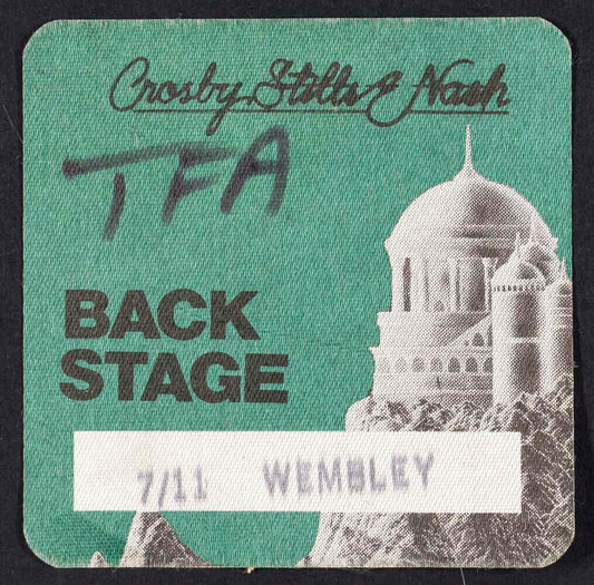 CROSBY STILLS & NASH Back Stage Pass WEMBLEY orig. ticket stub DAVID GRAHAM vtg