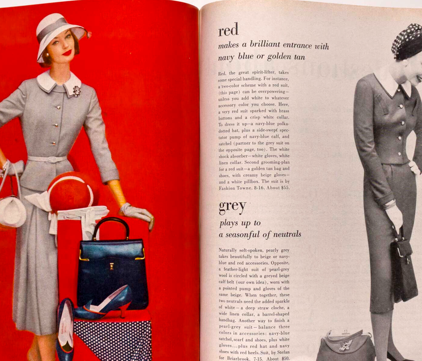 Spring Beauty WHAT TO WEAR WITH Chart GLAMOUR magazine March 1952 Fashion US vtg