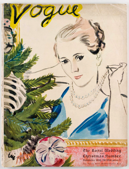Carl Erickson CHRISTMAS NUMBER Royal Wedding VOGUE November 1934 Pearl TREE Eric