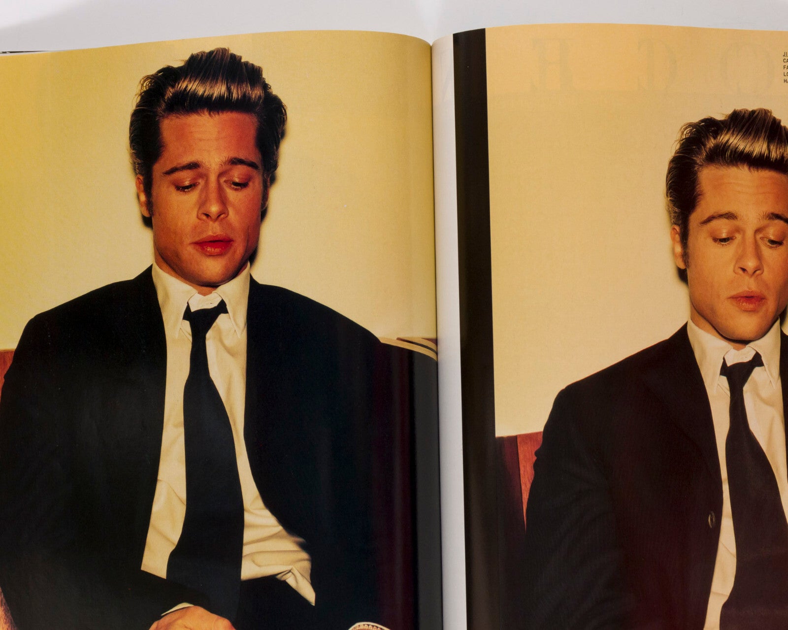 BRAD PITT Guy Pearce ROVERSI Deborah Turbeville ELLEN VON UNWERTH ~ L'UOMO VOGUE