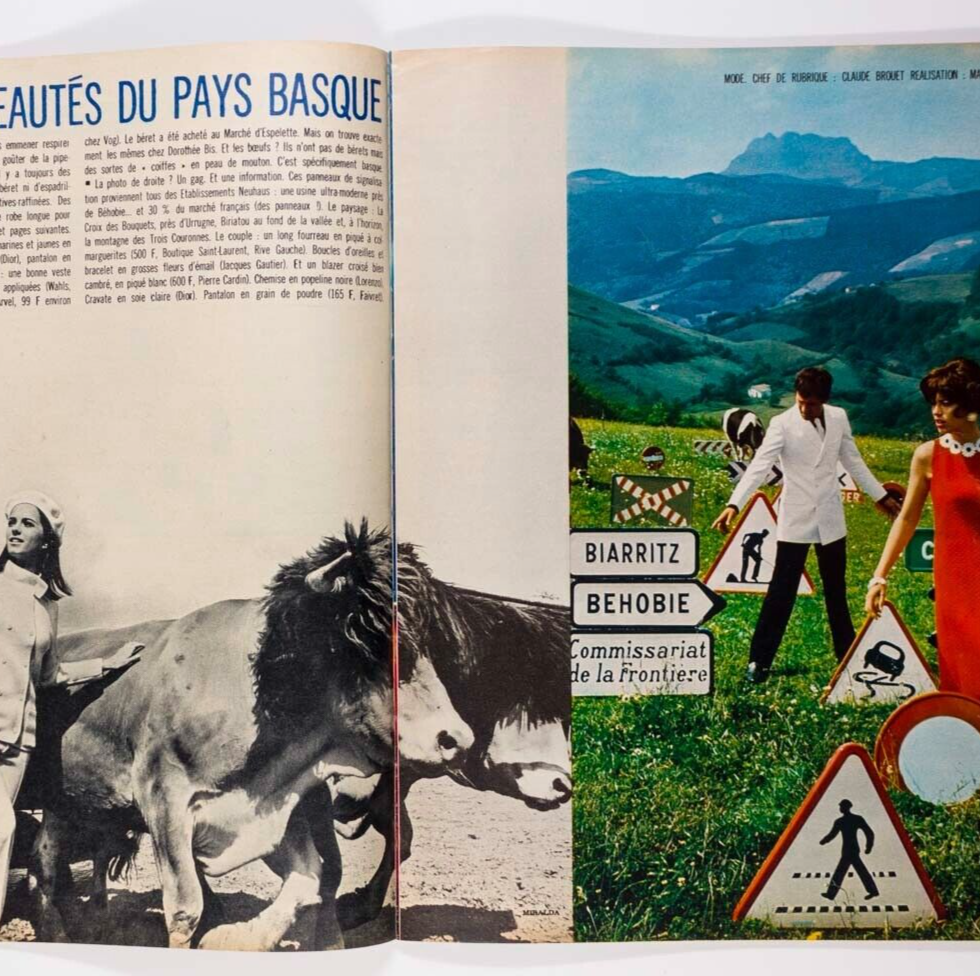 BRIGITTE BARDOT Gunter Sachs ALAIN LE FOLL Basque Spain FRENCH ELLE magazine VTG