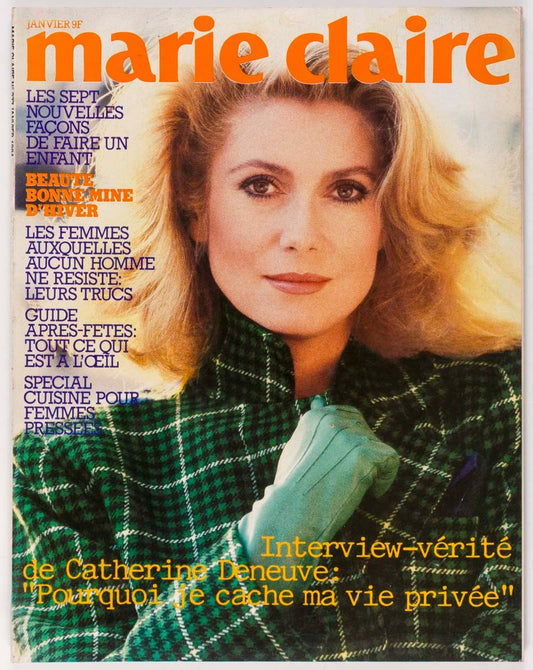 Catherine Deneuve PARIS fashion MARIE CLAIRE MAGAZINE January 1984 France vtg 84