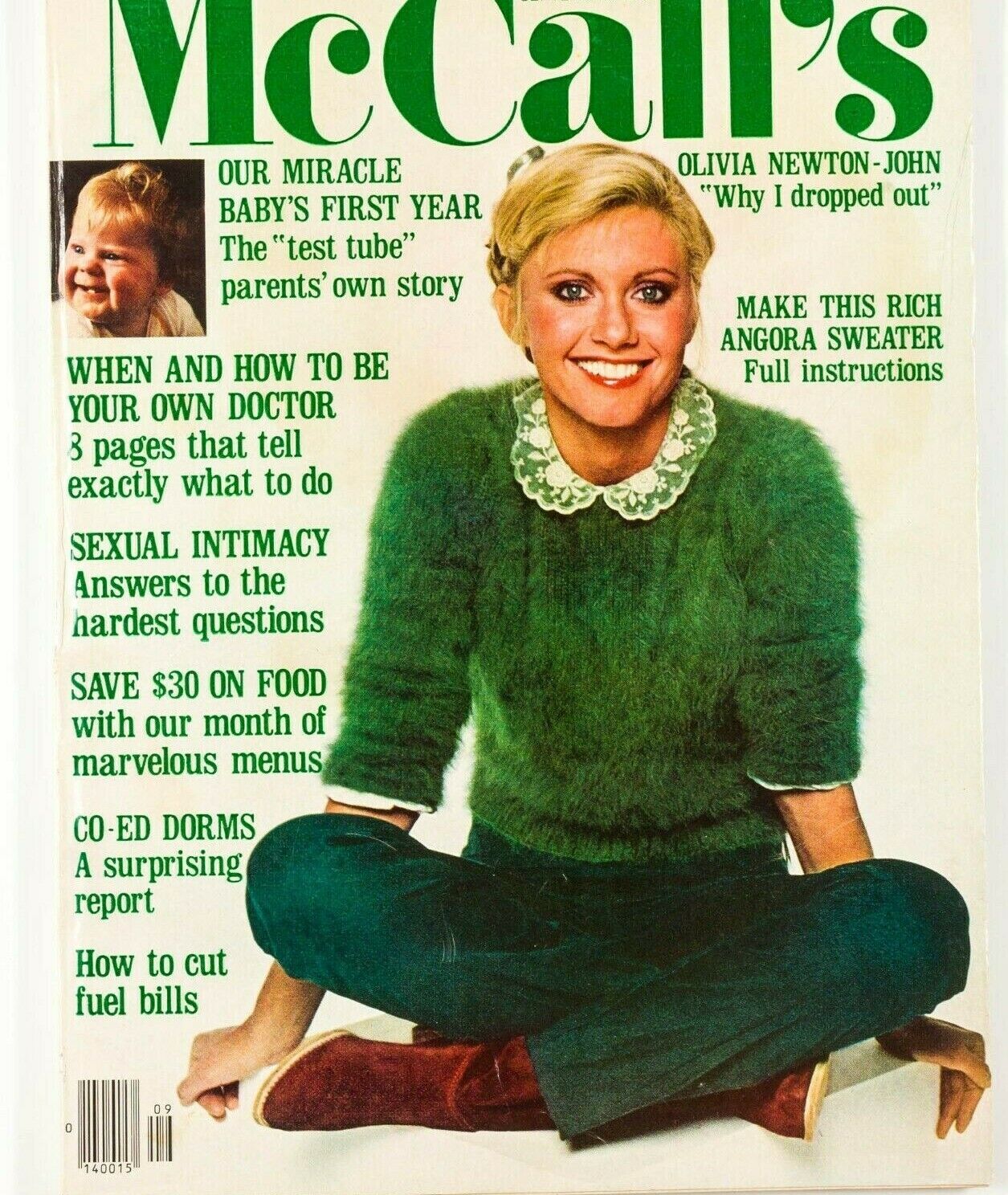 OLIVIA NEWTON JOHN Test tube baby McCALLS MAGAZINE vtg 70s knit pattern magazine