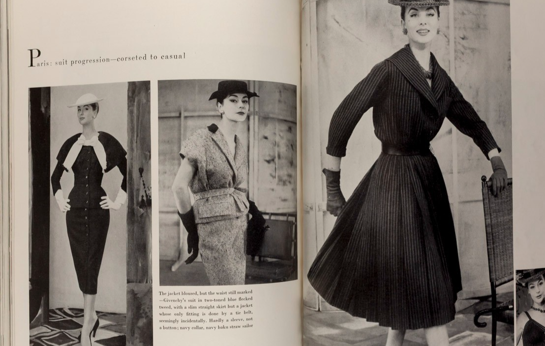 Nina de Voogt HEPWORTH Givenchy BALENCIAGA Rene Gruau BACALL Vogue April 1954 UK