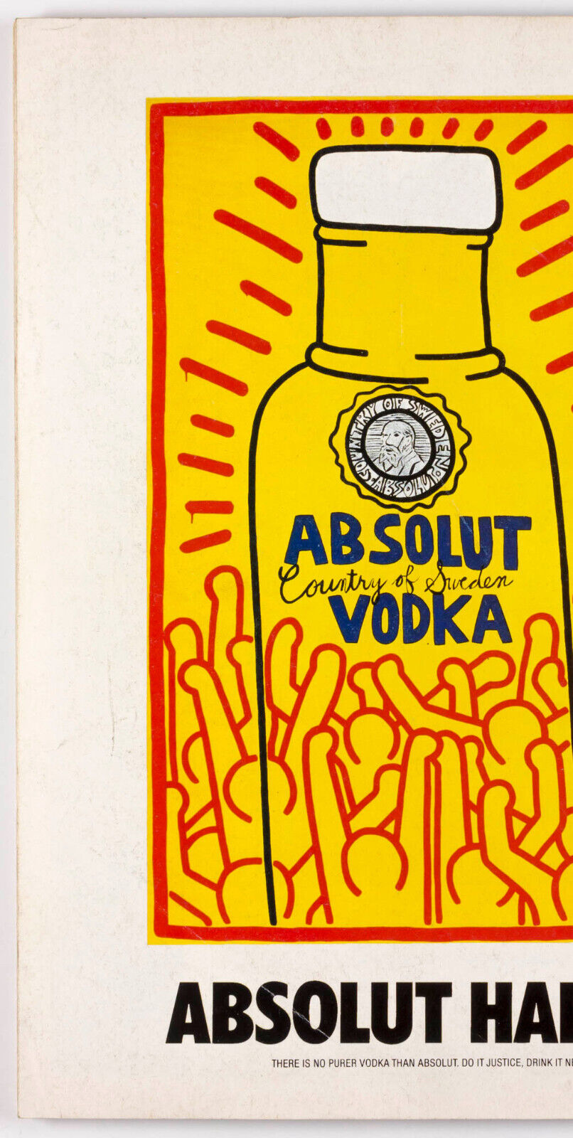 Keith Haring ABSOLUT VODKA art  MAGAZINE BACK COVER ad advert advertising poster