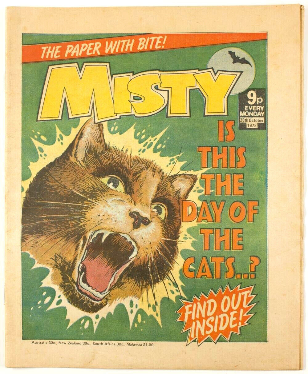 IS THIS THE DAY OF CATS? MISTY COMIC book magazine 28 Oct 1978 ~ Paper With Bite