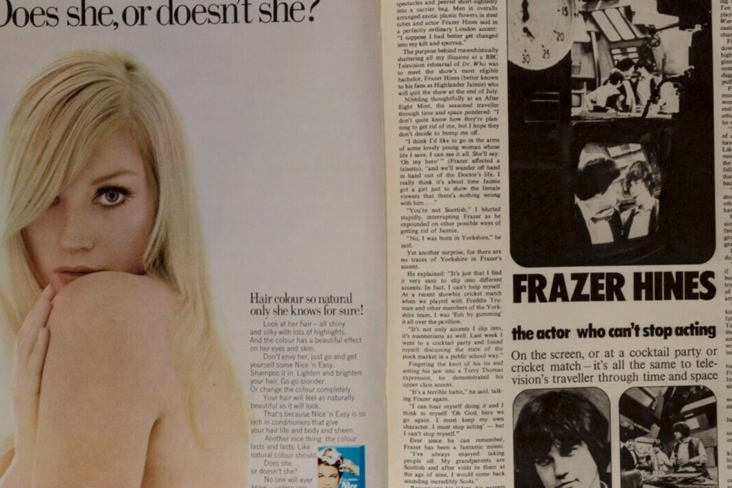 Frazer Hines LED ZEPPELIN Diana Rigg STEVE HIETT Moyra Swan PETTICOAT magazine