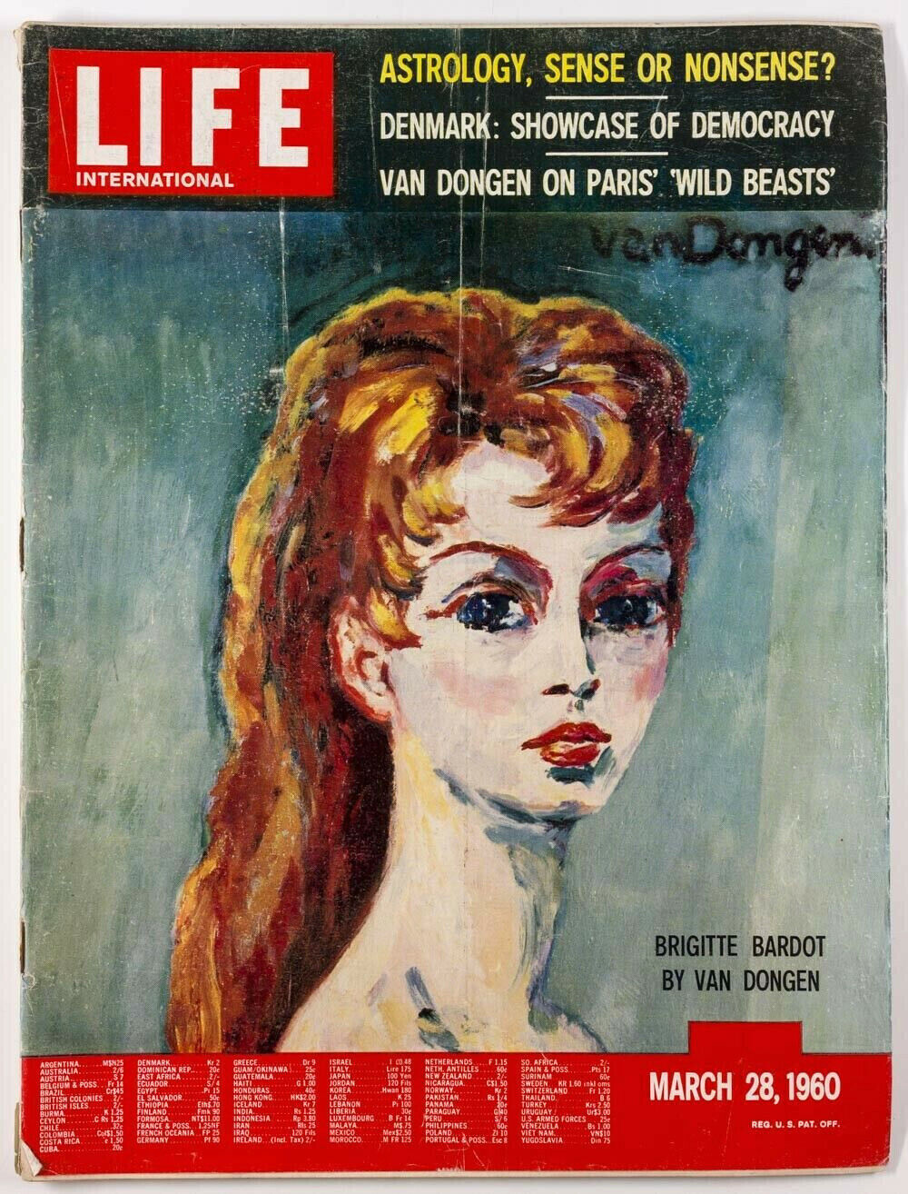 BRIGITTE BARDOT Kees Van Dongen LIFE INTERNATIONAL magazine March 28 1960 Paris