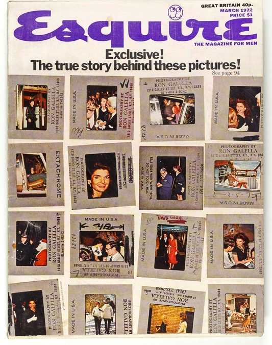JACKIE O Ron Galella JOHN UPDIKE Jean-Paul Goude ESQUIRE March 1972 Superheroes
