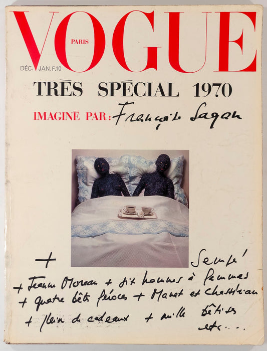 GUY BOURDIN Helmut Newton FRANCOISE SAGAN Veruschka PARIS VOGUE December 1969