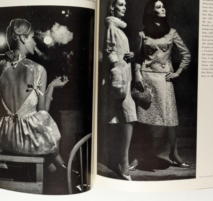 Maggi Eckardt SEAN KENNY Hardy Amies HARPERS BAZAAR December 1961 Daisy Fellowes