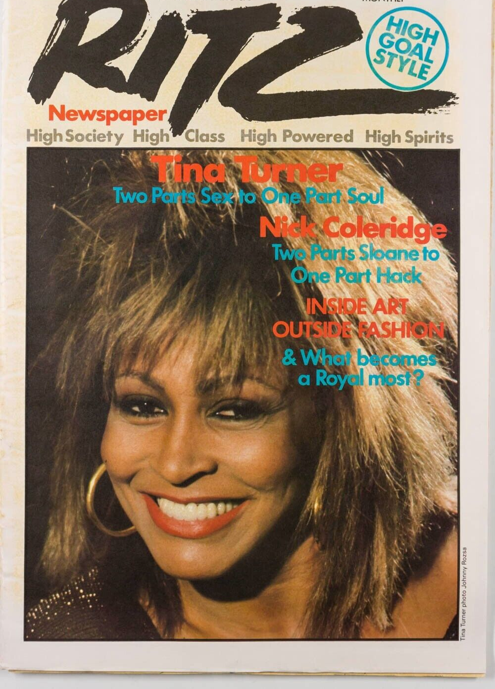 Tina Turner MARIE HELVIN Roland Penrose DAVID EMANUEL Litchfield's RITZ MAGAZINE