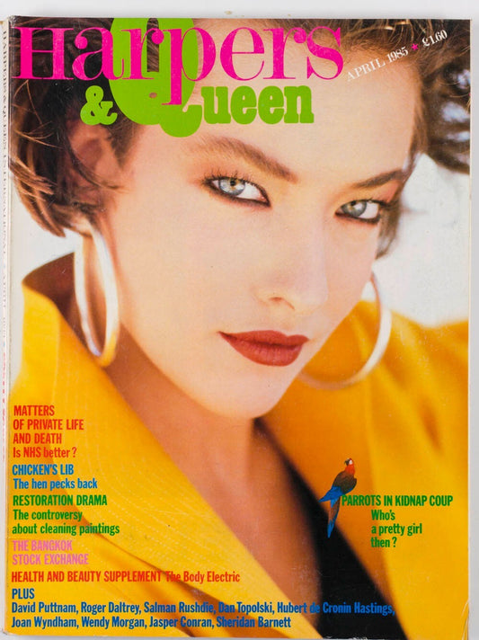 Tatjana Patitz THE WHO Salman Rushdie HARPERS & QUEEN April 1985 Marion Foale UK