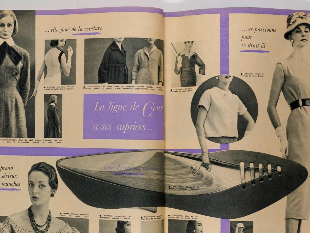 Spring Collections 1956 Dior PATOU Oleg Zinger KAZAN Pierre Simon ELLE MAGAZINE