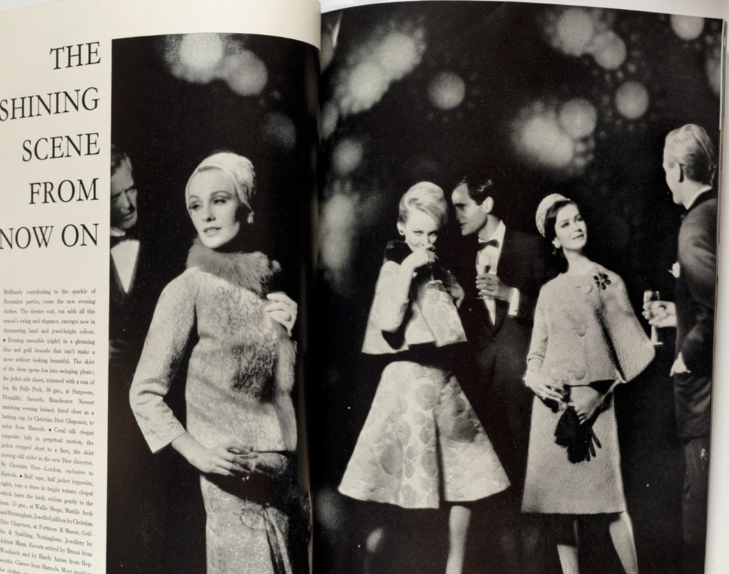 Maggi Eckardt SEAN KENNY Hardy Amies HARPERS BAZAAR December 1961 Daisy Fellowes