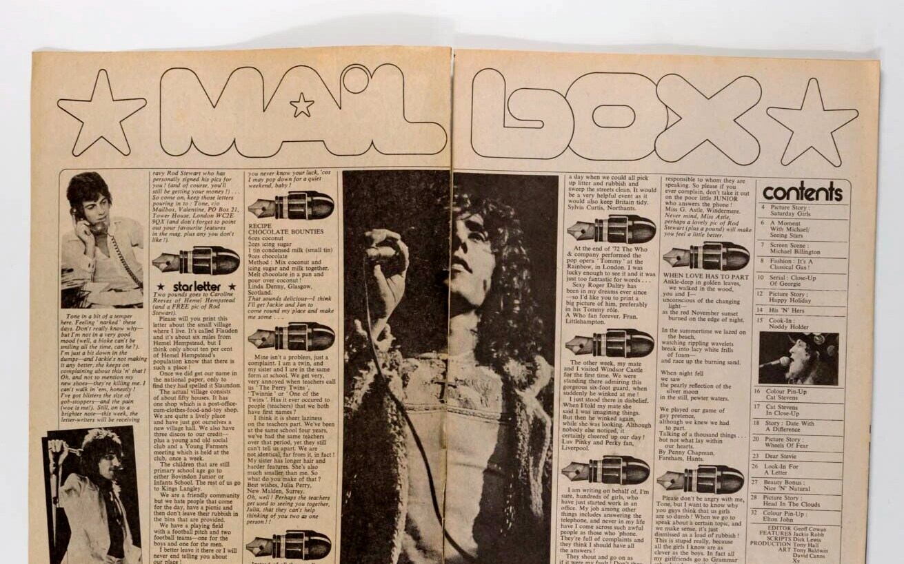 CAT STEVENS Michael Billington & Jackson EVE GRAHAM Valentine magazine SLADE 70s