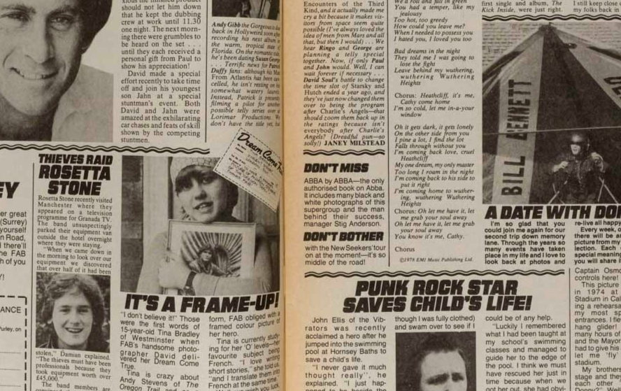 Punk MICK JONES Kate Bush FAB 208 March 1978 MARTIN SHAW Alessi Brothers OSMONDS