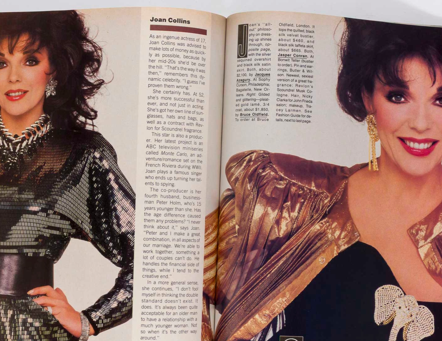 LINDA EVANS Ali MacGraw JOAN COLLINS US Harper's 1986 August JACQUELINE DE RIBES