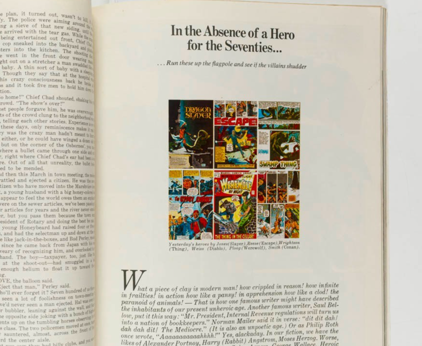 JACKIE O Ron Galella JOHN UPDIKE Jean-Paul Goude ESQUIRE March 1972 Superheroes