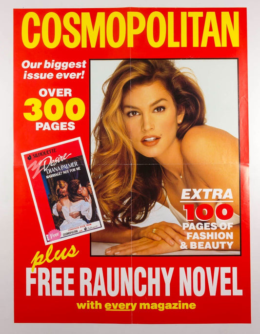 CINDY CRAWFORD fold-out display poster COSMOPOLITAN MAGAZINE AUSTRALIA 90s ad