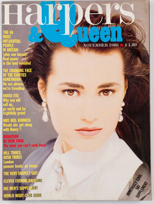 YASMIN LE BON Menswear SUITS Harpers & Queen 1986 November SKIWEAR nightclub 80s