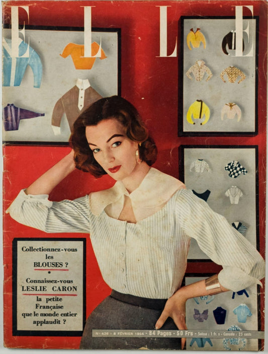 IVY NICHOLSON Leslie Caron BLOUSES ELLE magazine FRANCE 8 February 1954 vtg 50s