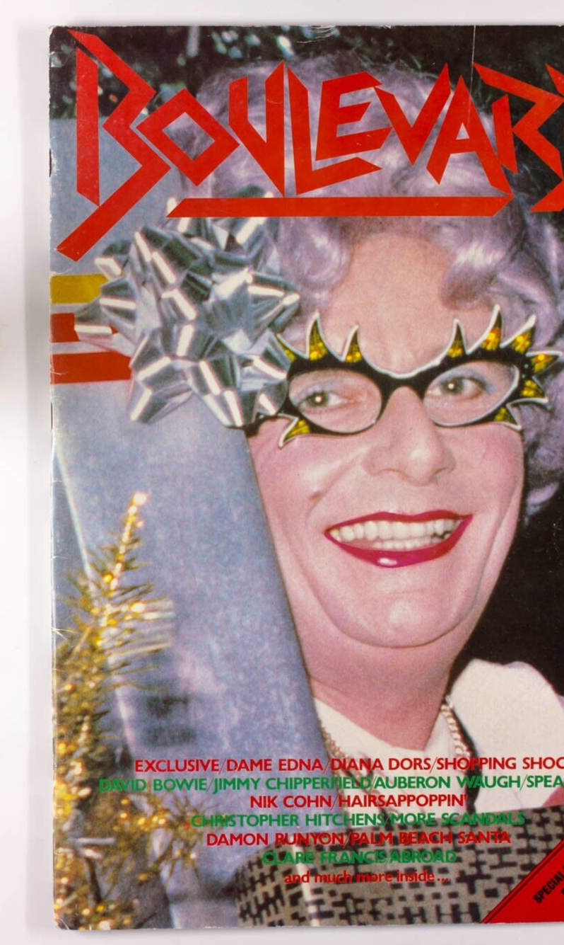 Barry Humphries DAME EDNA EVERAGE Bowie NIK COHN Diana Dors ~ BOULEVARD magazine