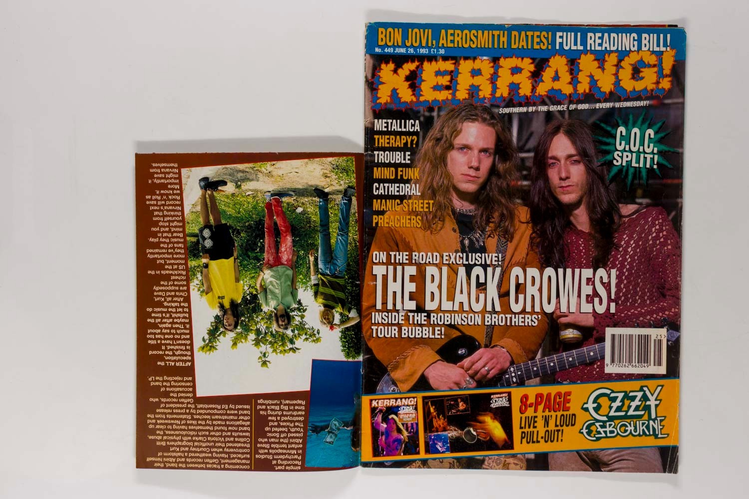 Metallica NIRVANA POSTER Ozzy Osbourne KERRANG magazine 1993 June 449 Bon Jovi