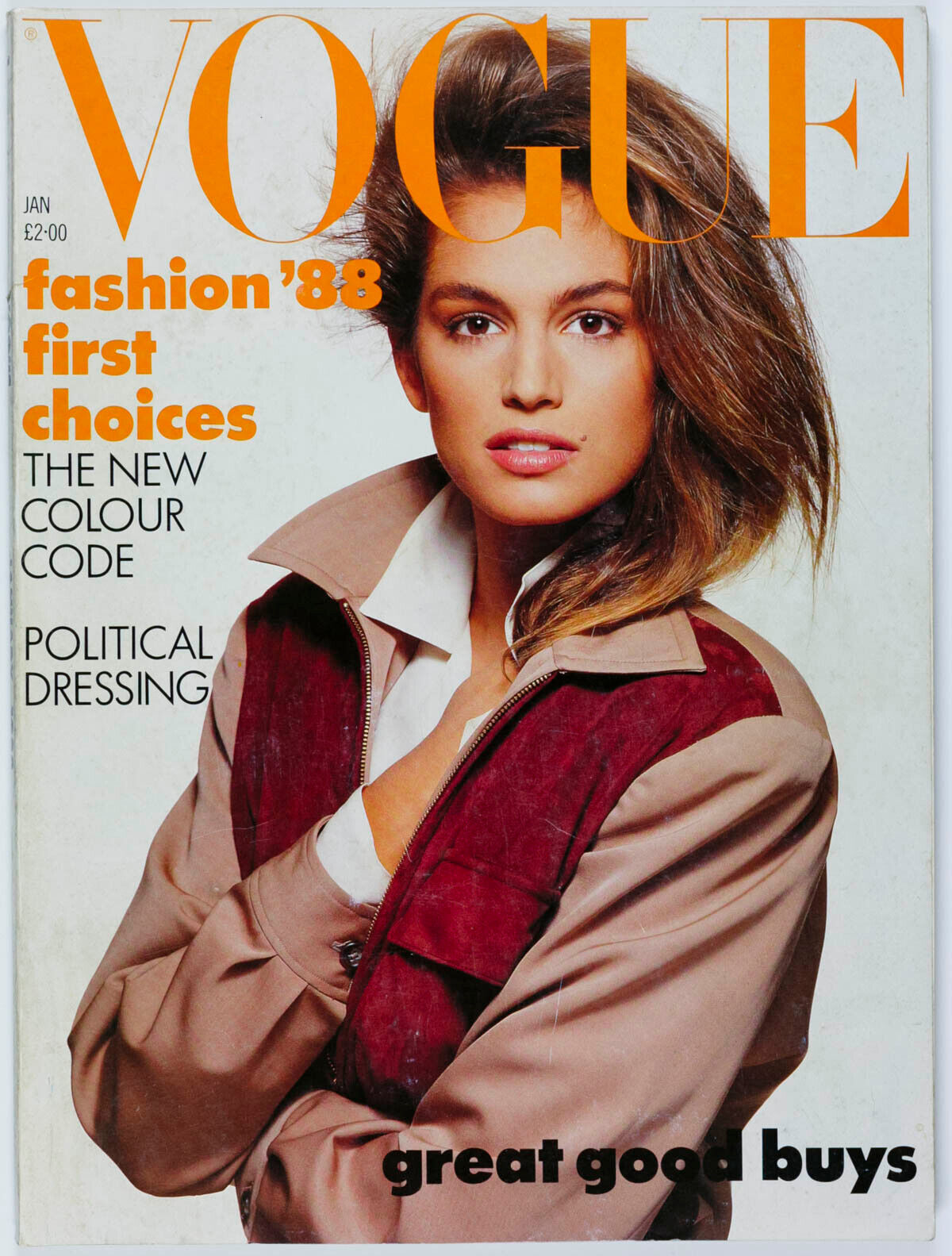 Cindy Crawford NAOMI CAMPBELL Howard Hodgkin VTG January 1988 VOGUE magazine