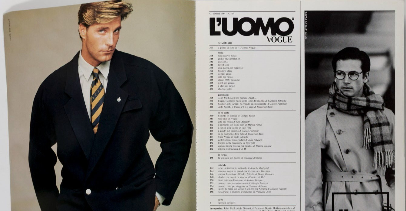 John Malkovich KEITH HARING Barry Kamen ALDO FALLAI L'uomo Vogue October 1984
