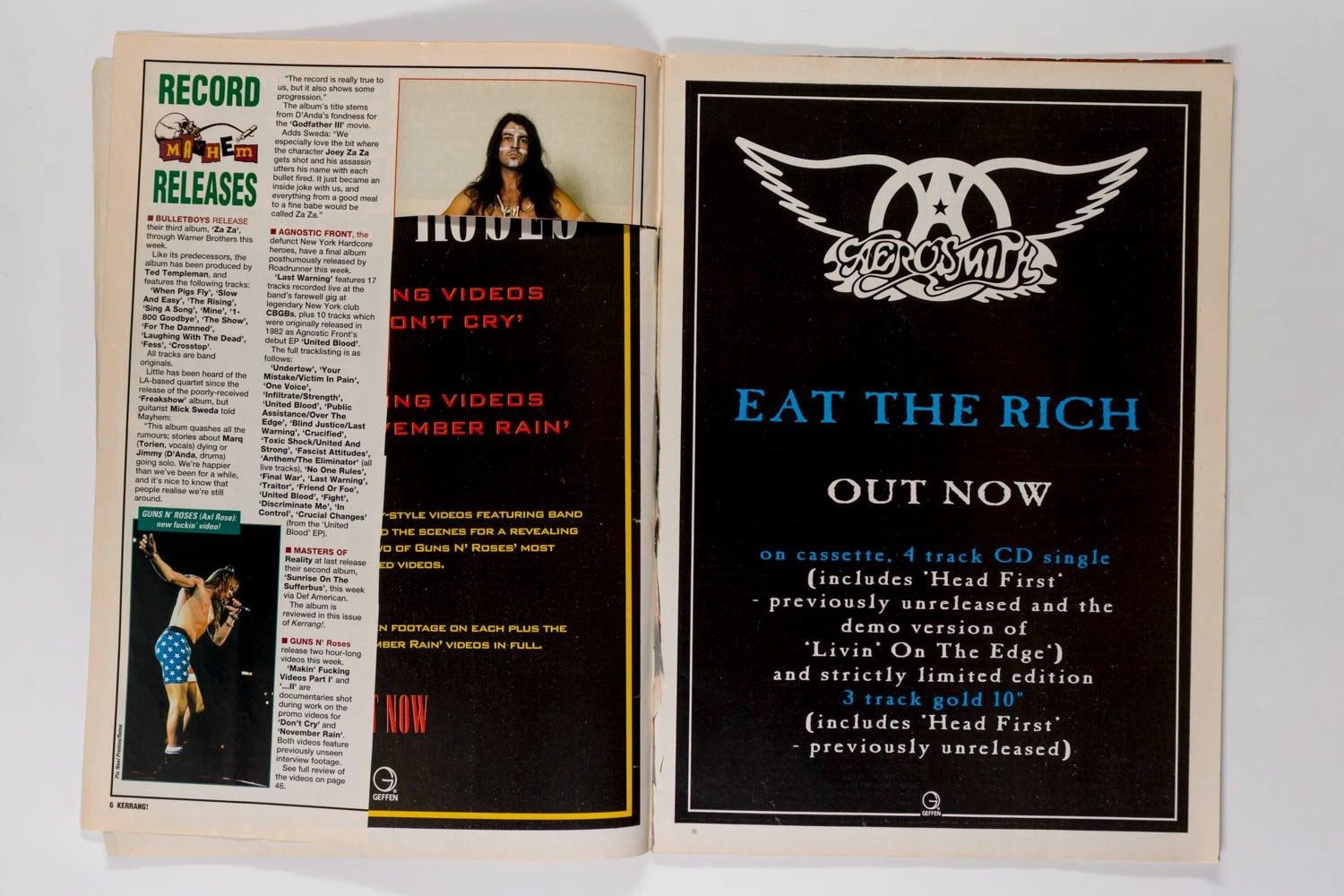 Metallica NIRVANA POSTER Ozzy Osbourne KERRANG magazine 1993 June 449 Bon Jovi
