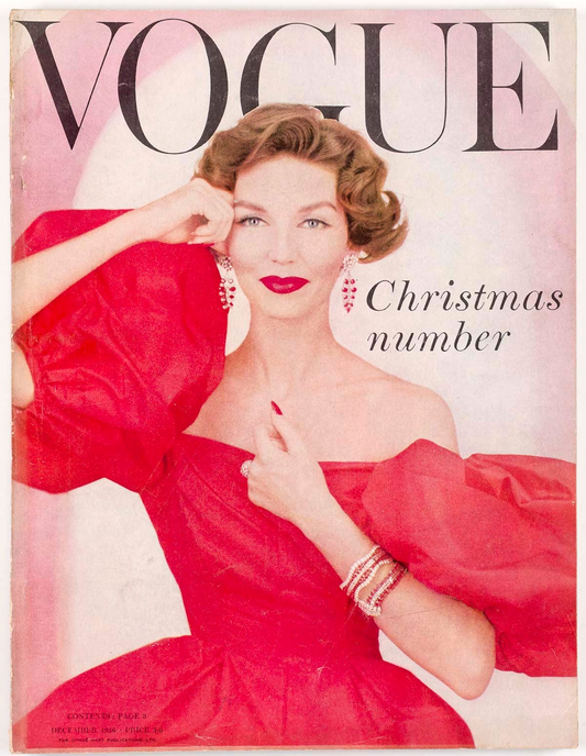 ANNABEL BIRLEY Paris London WILLIAM KLEIN Parkinson VOGUE December 1956 vtg XMAS