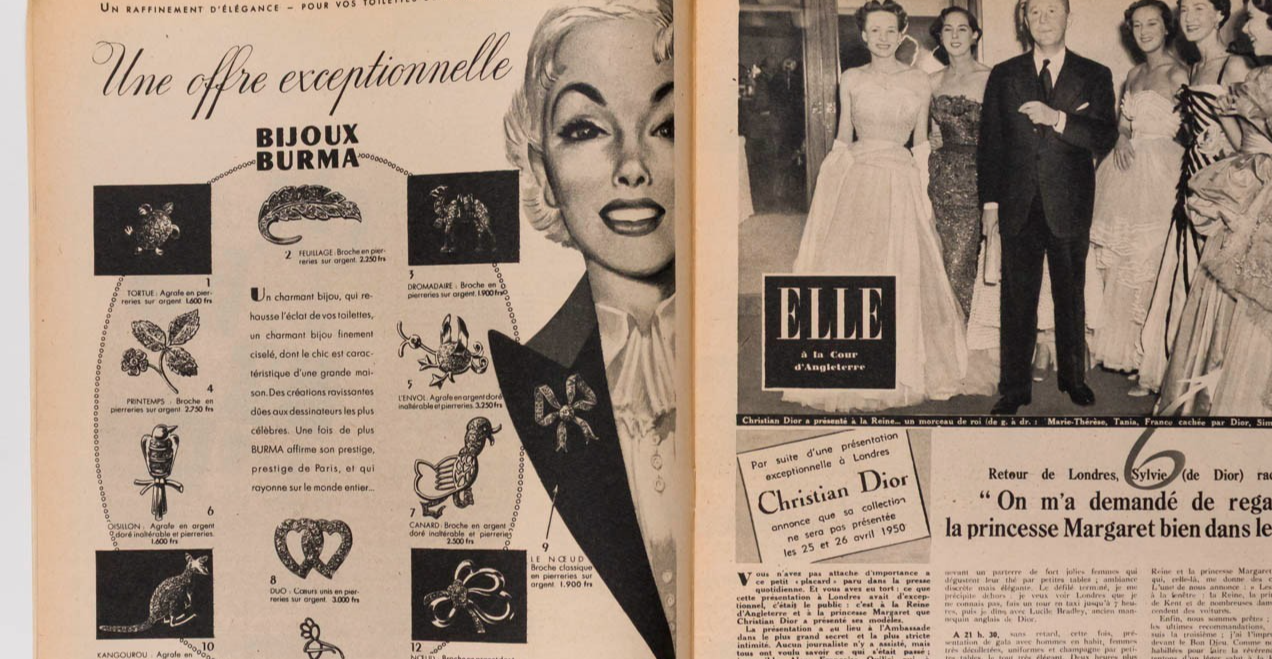 Christian Dior in London SIMONE D'AILLENCOURT Princess Margaret ELLE May 1950