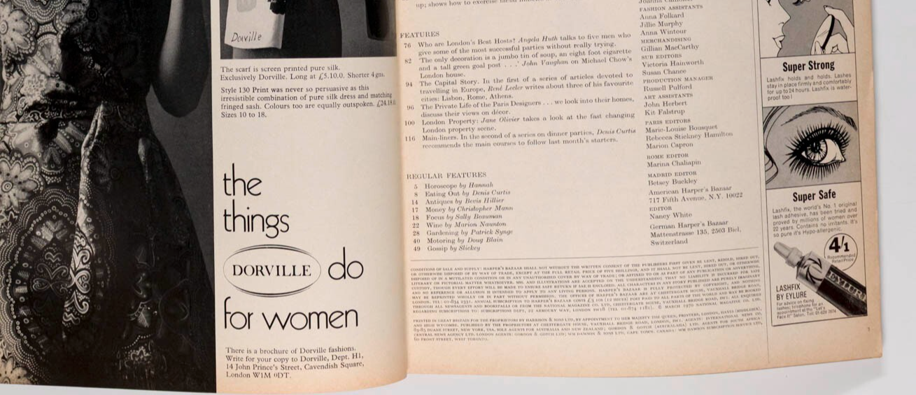 Anna Wintour's 1st magazine RICHARD NEVILLE Barzini UK HARPERS BAZAAR March 1970