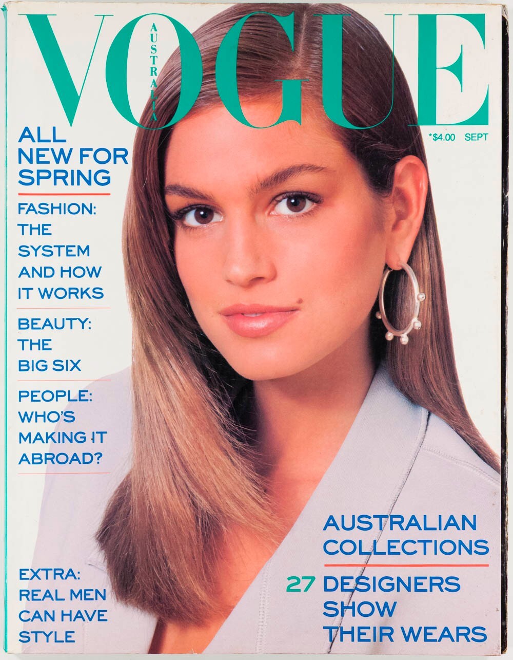 Cindy Crawford AUSTRALIA DESIGNERS Ken Done MELBOURNE Vogue 1987 September MEN