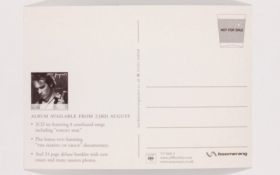 Jeff Buckley GRACE 10th Anniversary Special Legacy Edition POSTCARD album CD UK