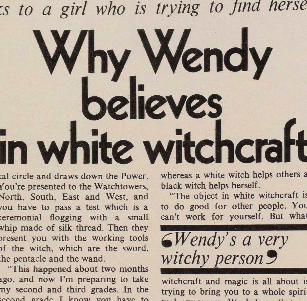 WENDY TOMLINSON White WItch WITCHCRAFT Occult magazine UK Alex & Maxine Sanders