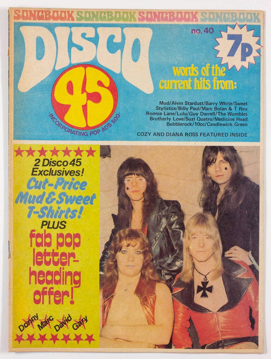 The Sweet 10CC Diana Ross DISCO 45 magazine February 1974 Marc Bolan COSY POWELL