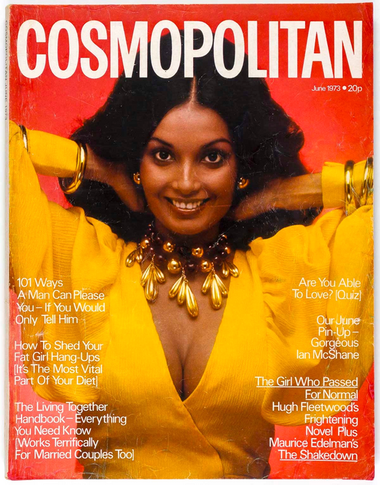 Shakira Caine IAN MCSHANE Pat Cleveland COSMOPOLITAN magazine June 1973 UK Baksh