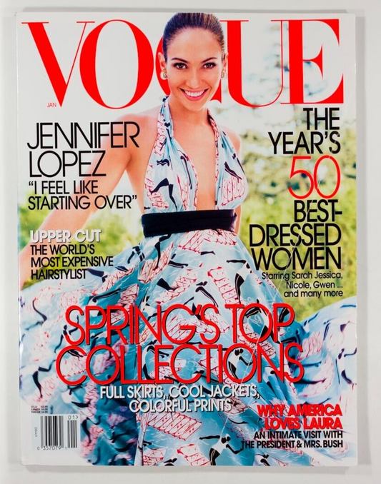 Jennifer Lopez NATALIA VODIANOVA  US Vogue January 2005 20th birthday GEMMA WARD