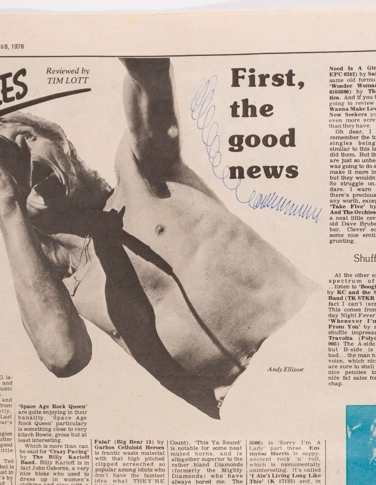 Sid Vicious NANCY SPUNGEN Sex Pistols RECORD MIRROR 8 April 1978 Phil Collins UK