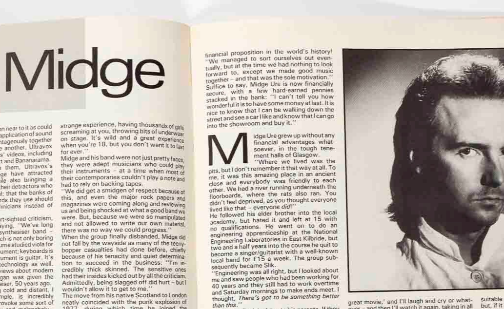 JUDY BLAME Andrew Logan MIDGE URE Lorenzo Lamas 19 MAGAZINE December 1984 vtg UK