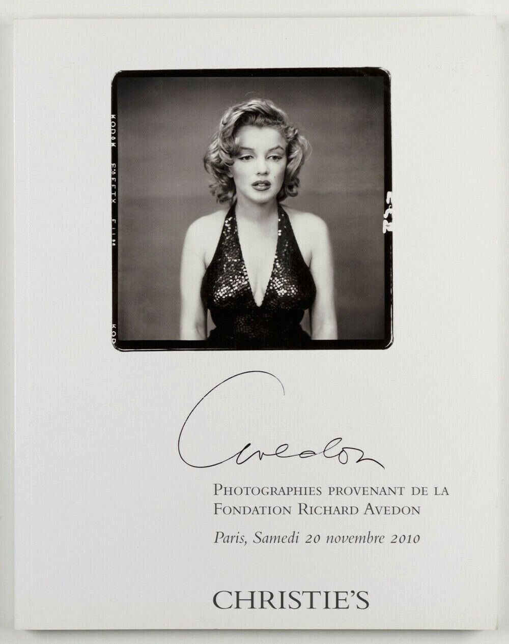 Marilyn Monroe RICHARD AVEDON Foundation AUCTION catalogue CHRISTIE'S Paris 2010