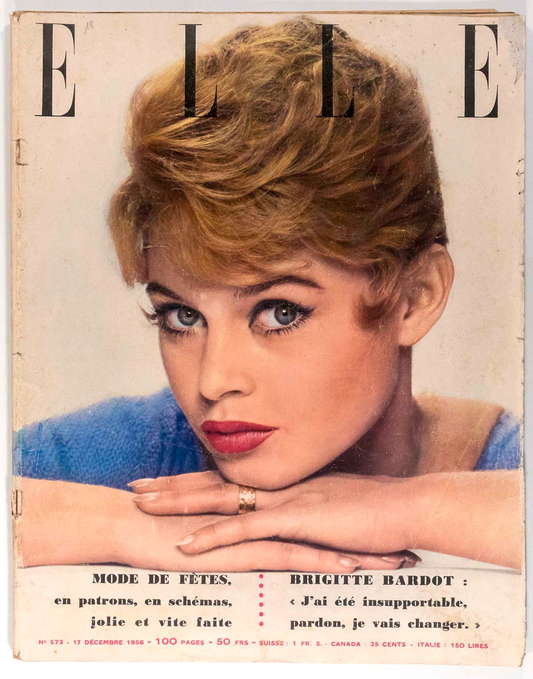 BRIGITTE BARDOT Coco Chanel INGRID BERGMAN Elle December 1956 DAPHNE DU MAURIER