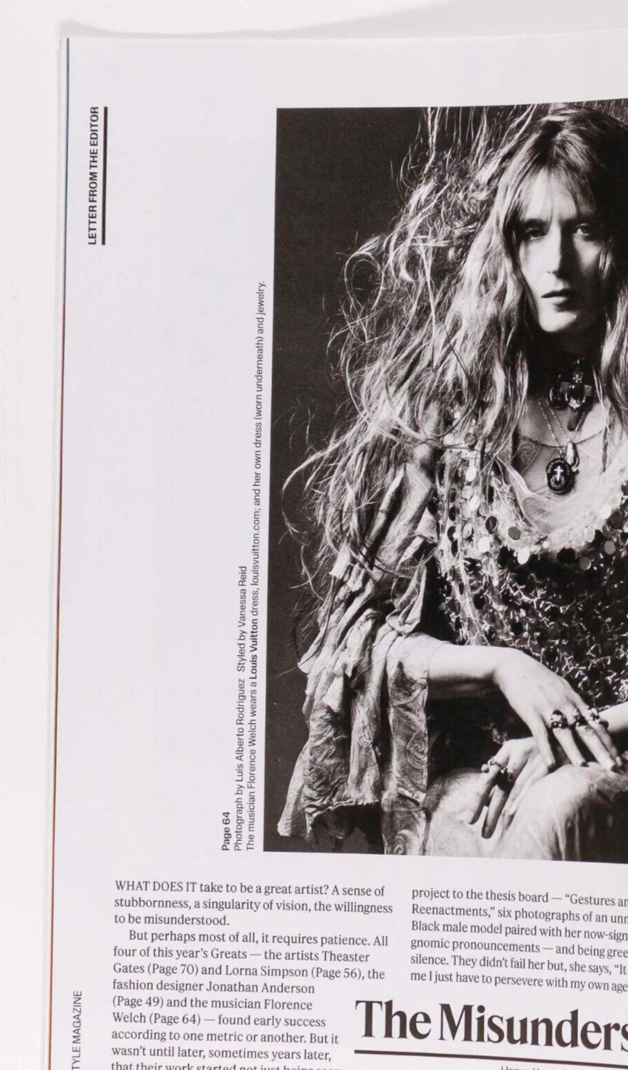 FLORENCE WELCH Lorna Simpson JW Anderson THEASTER GATES  NY Times Style magazine