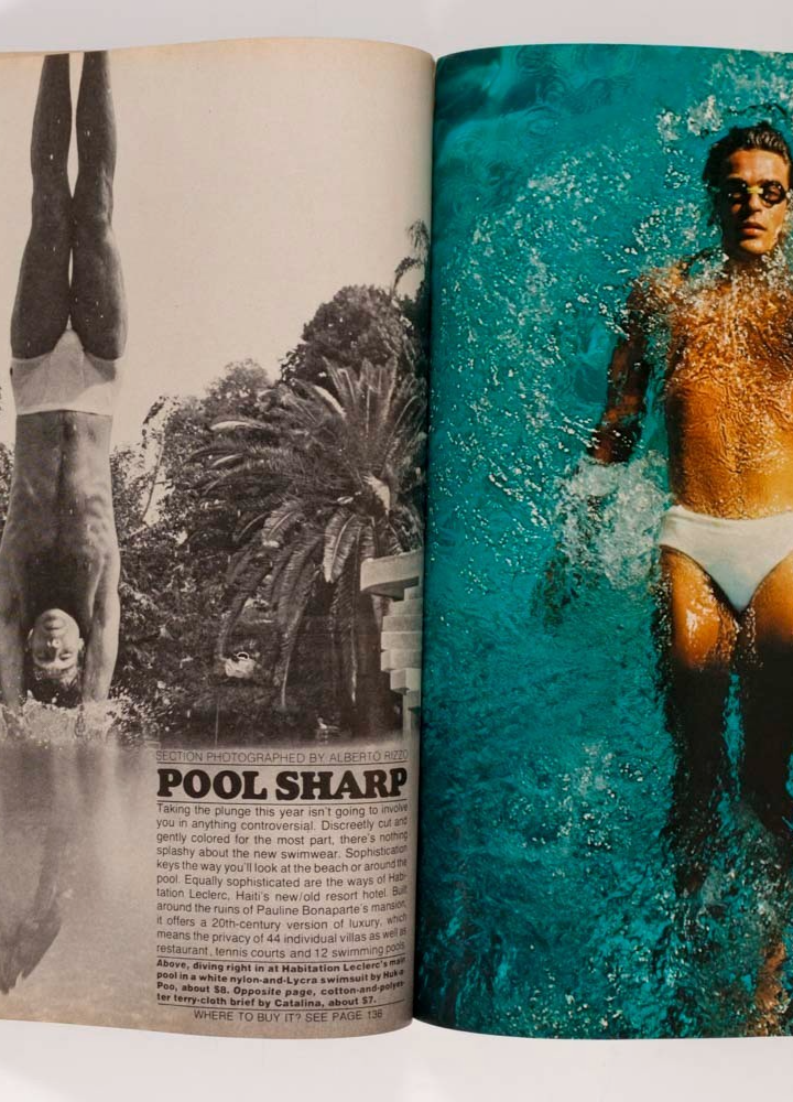 ALBERTO RIZZO Haiti SWIMWEAR Summer Fashion US GQ magazine May 1976 Shorts VTG