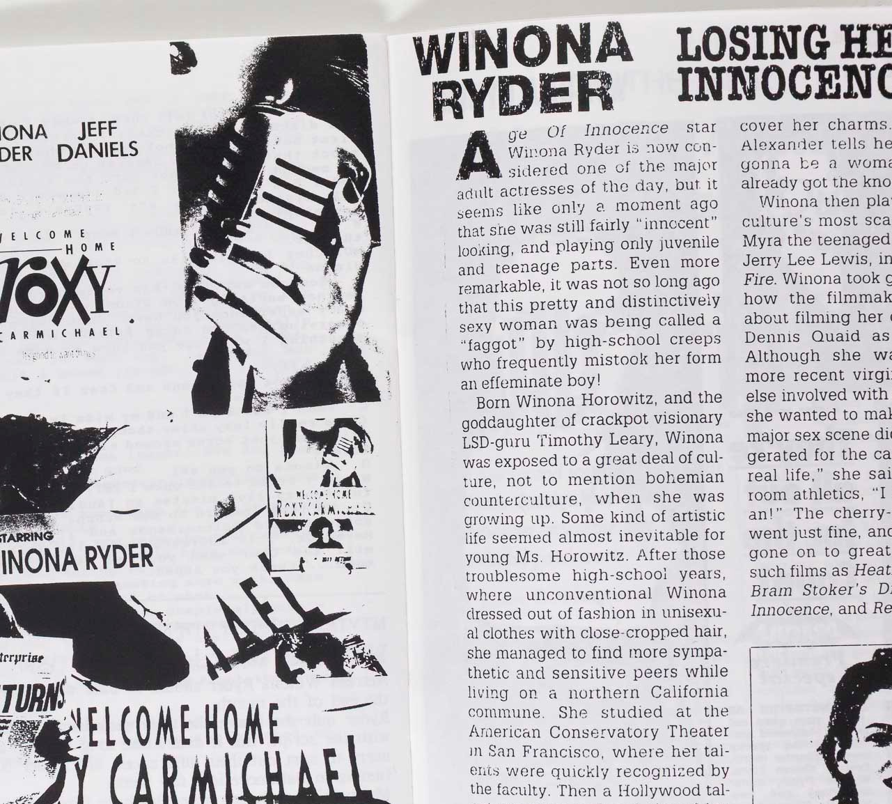WINONA RYDER fanzine UNOFFICIAL UNAUTHORIZED February 1996 zine magazine FOREVER