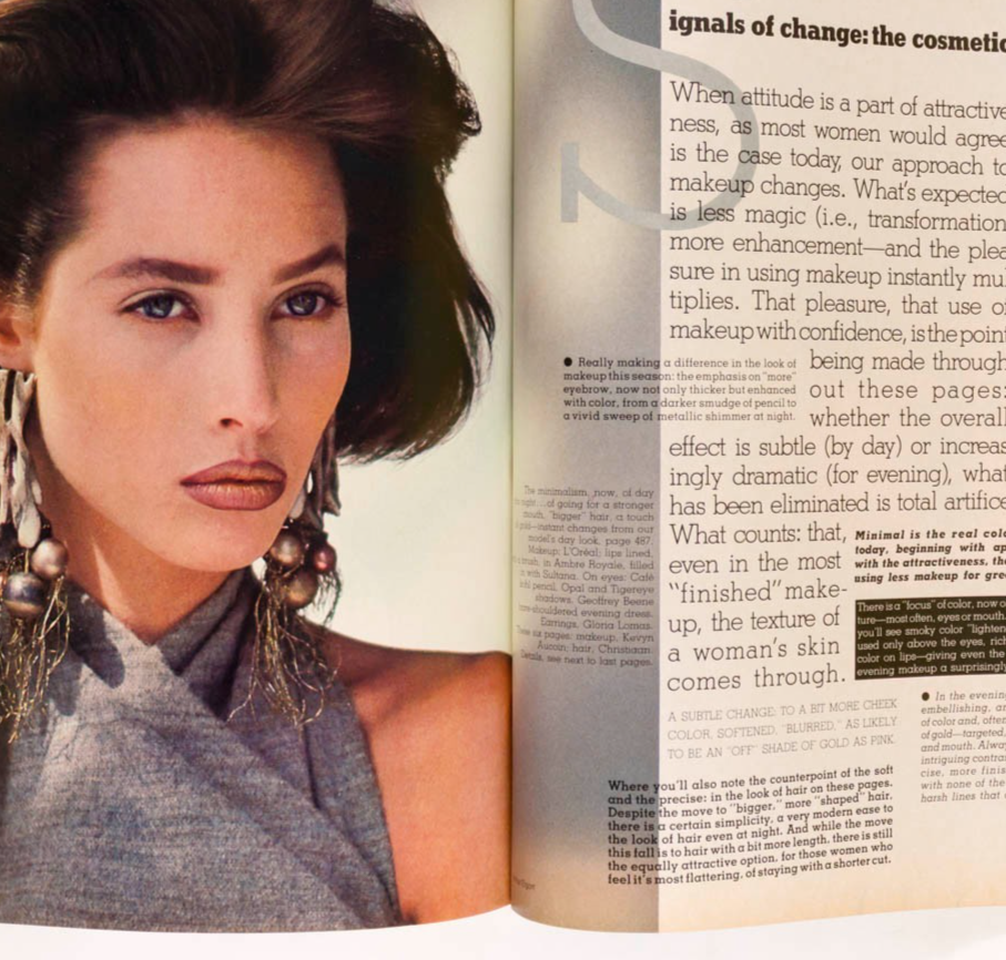 Alexa Singer HELMUT NEWTON Christy Turlington CDG Vogue October 1985 40 birthday