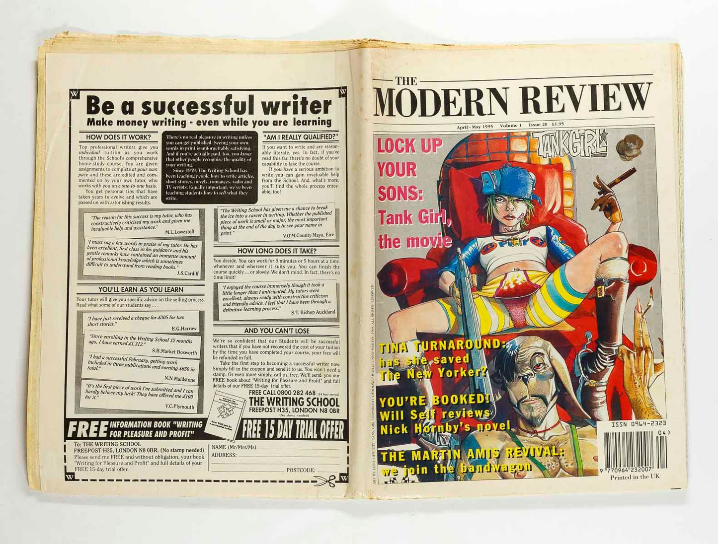 Jamie Hewlett ANNA FRIEL Tony Richardson MODERN REVIEW April 1995 Tank Girl AMIS